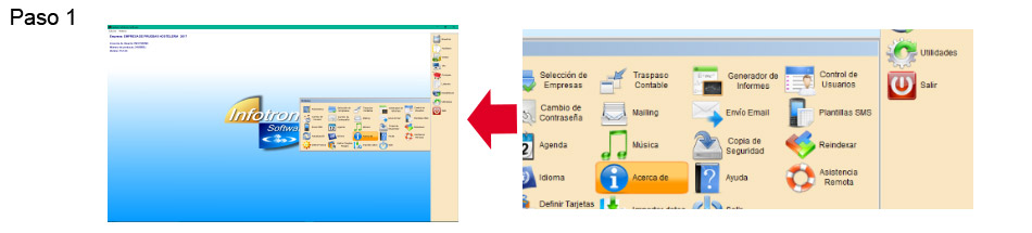 Paso 1: Menú Utilidades Acerca de en ITACTIL