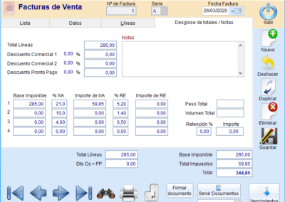 Desglose Factura