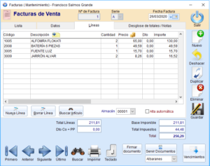 Líneas de Factura