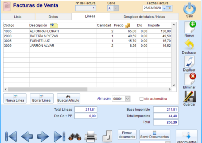 Líneas de Factura