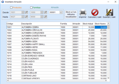 Inventario de almacén